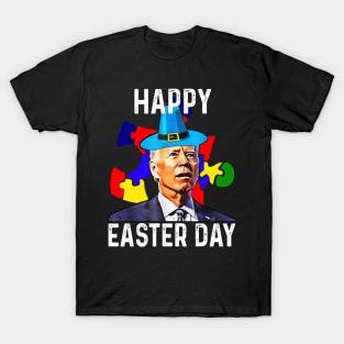 Joe Biden Happy Easter Day Autism Awareness Puzzle Piece T-Shirt